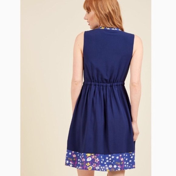 ModCloth | Navy Shirt Dress in Midnight Meadow - Picture 2 of 12